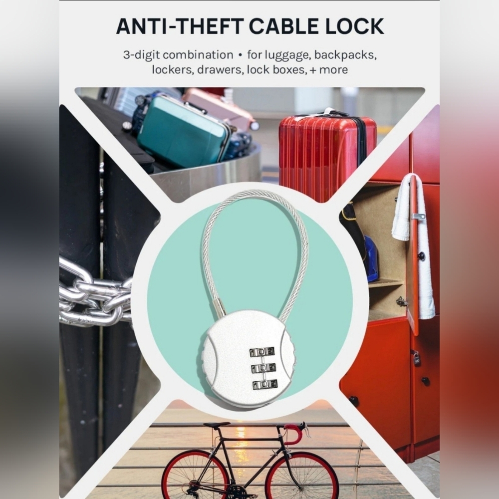 Silver Cable Combination Lock BNIB - Picture 10 of 12